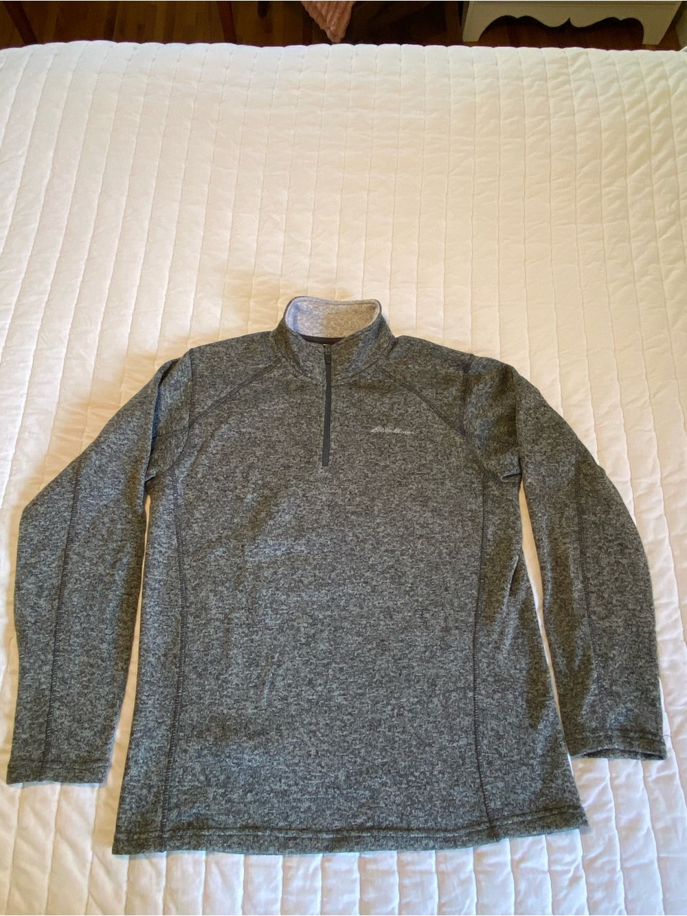 Eddie Bauer Men’s Heather Grey Fleece Quarter-zip Pullover Size L